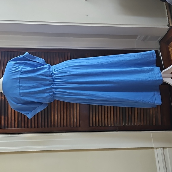 NWT - Maeve by Anthropologie Linen Blend Blue Midi Dress with Tie Front - Picture 4 of 13